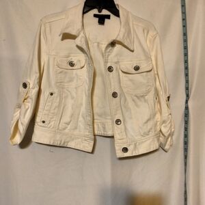 Style & co white jean jacket sz medium GUC